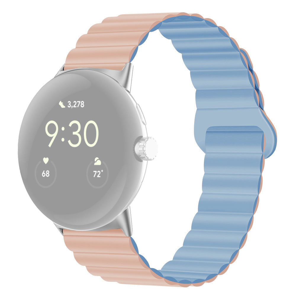 For Google Pixel Watch 2 Pixel Watch Dual-Color Silicone Replacement Strap 20mm Adjustable Magnetic Closure Watch Band For Google Pixel Watch 2 Pixel Watch Dual-Color Silicone Replacement Strap 20mm Adjustable Magnetic Closure Watch Band